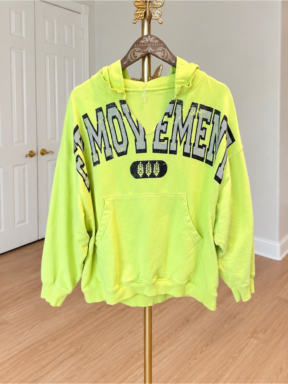 Free People FP Movement Best Of Logo Hoodie Neon Yellow